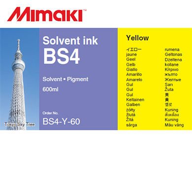 TINTA ORIGINAL MIMAKI BS4 AMARILLO, 600 M.L. JV / CJV