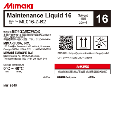 [54130ML016ZB2] LIQUIDO LIMPIEZA WASHING LIQUID MIMAKI UJF SERIES 200 M.L. (ML016-Z-B2)